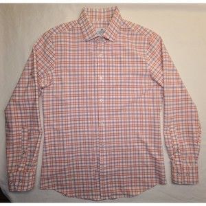 Mizzen Main Button Up Shirt Stretch White Red Blue Plaid Men's Medium Trim-Fit